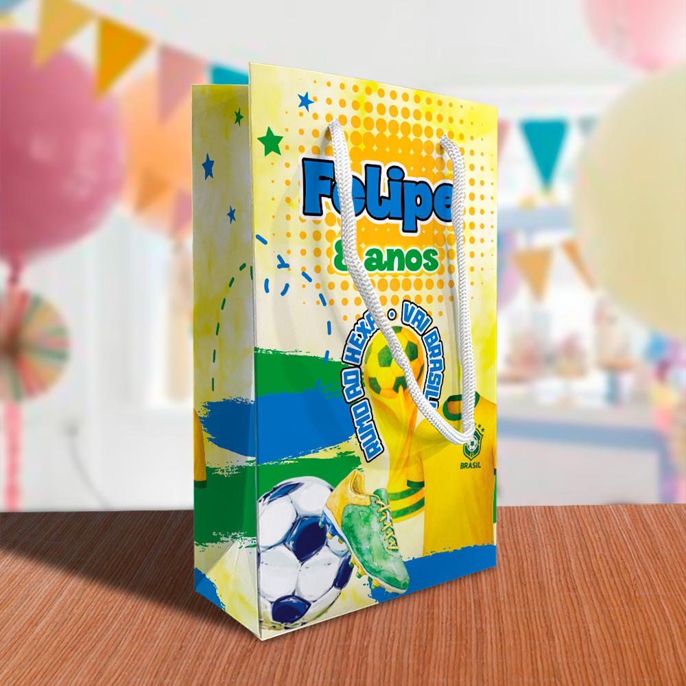 Sacolinha Futebol Brasil Copa Hexa Personalizada Festa Lembrancinha Kit Festa Sacola Gol Bola