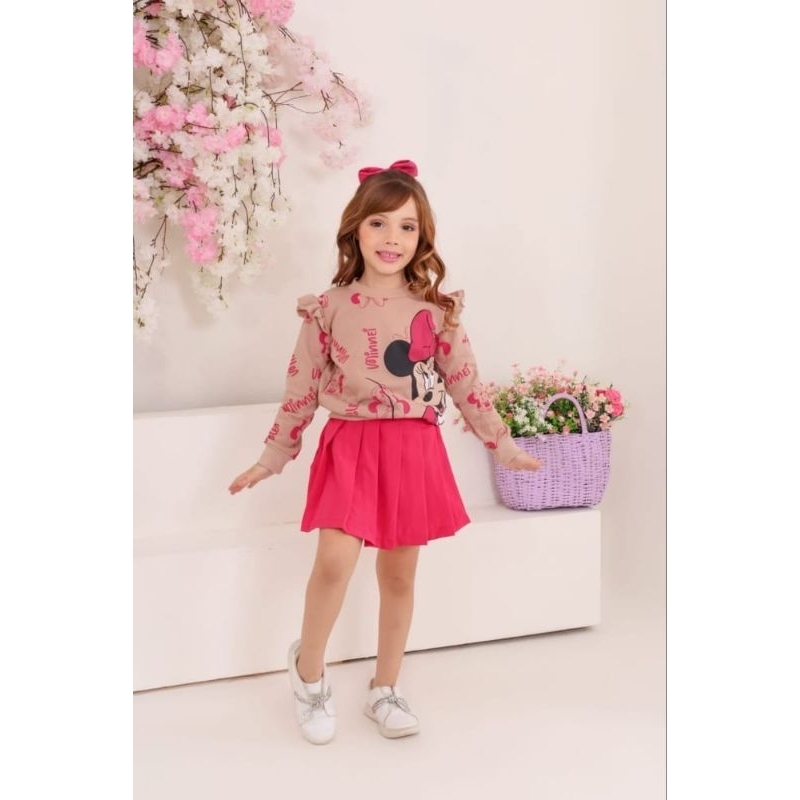 Conjunto Minie Bege 2 peças infantil menina look Blogueirinha estiloso quentinho inverno