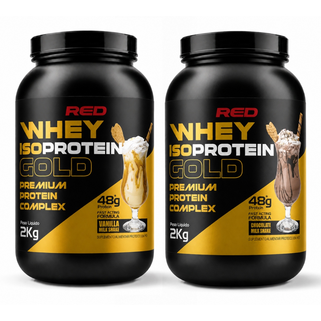 2X Whey Isoprotein Gold 2kg - Red Series - Blend Premium - Whey Isolado e Concentrado