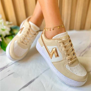 Tênis Feminino Plataforma Casual Minimalista Branco Leve Antiderrapante