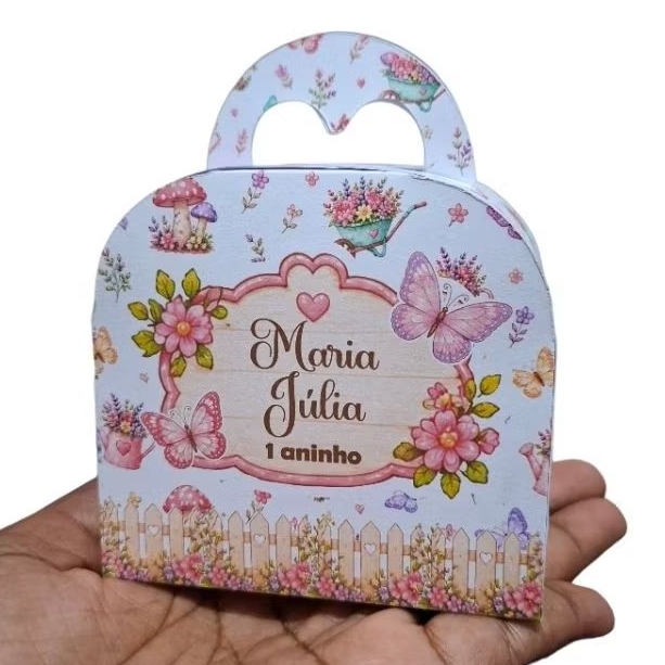 Kit 10/15/20/25 Caixinhas Personalizadas Jardim Encantado Borboletas Floral Lembrancinha para Festa