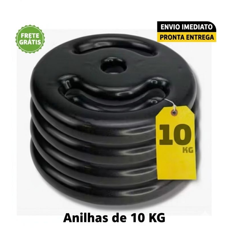 Par Anilhas 10kg Emborrachadas (2×10kg) Fitness Academia Musculação