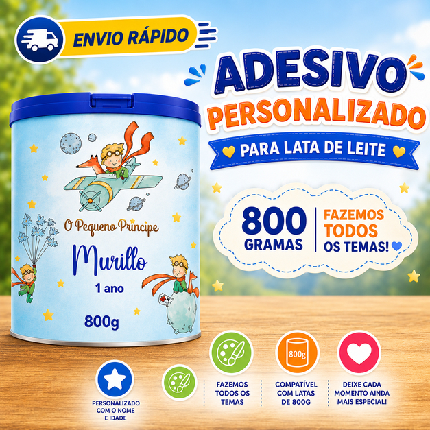 Adesivo Personalizado para Lata de Leite 800g
