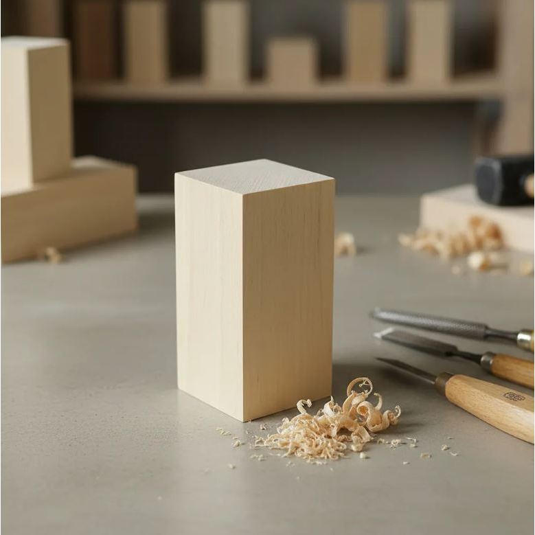 Bloco Entalhe Madeira Caxeta 15x10x4cm