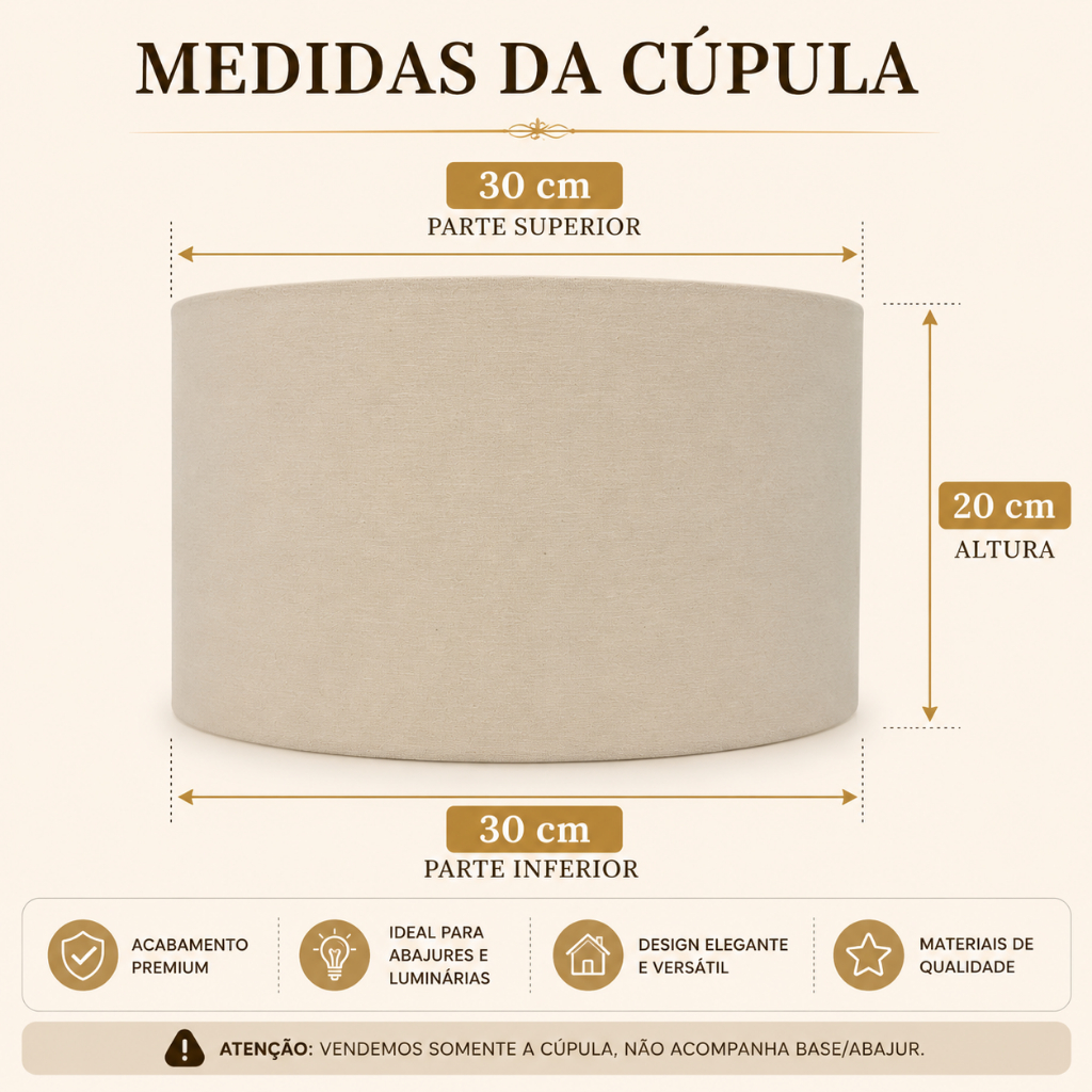 Cúpula para Abajur de Tecido 30x30x20 Luminária e Arandela soquete E 27 nacional