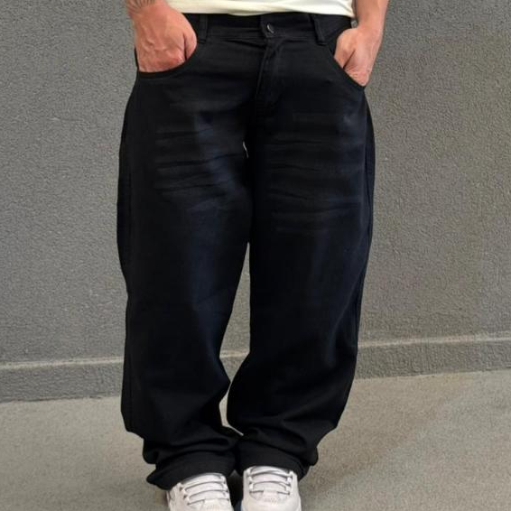 Calça Balão Baggy bag Jeans Preta Oversized Boca Larga Masculina Feminina Streetwear