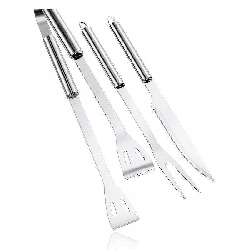 Kit Churrasco 3 Peças Inox Garfo Faca Pegador Profissional para Churrasqueira