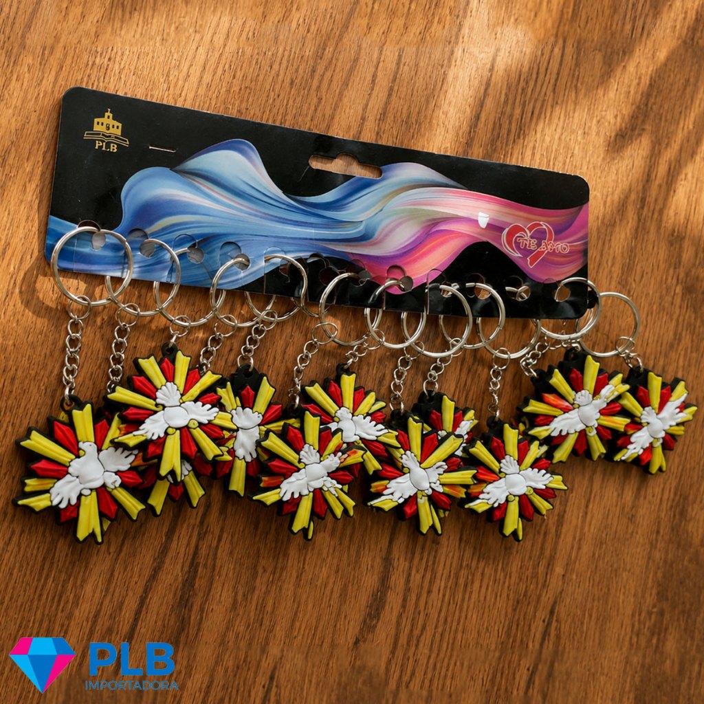 Kit 12 Chaveiro Espirito Santo Divino Emborrachado Religioso Lembrancinha Pomba Católico Acessórios