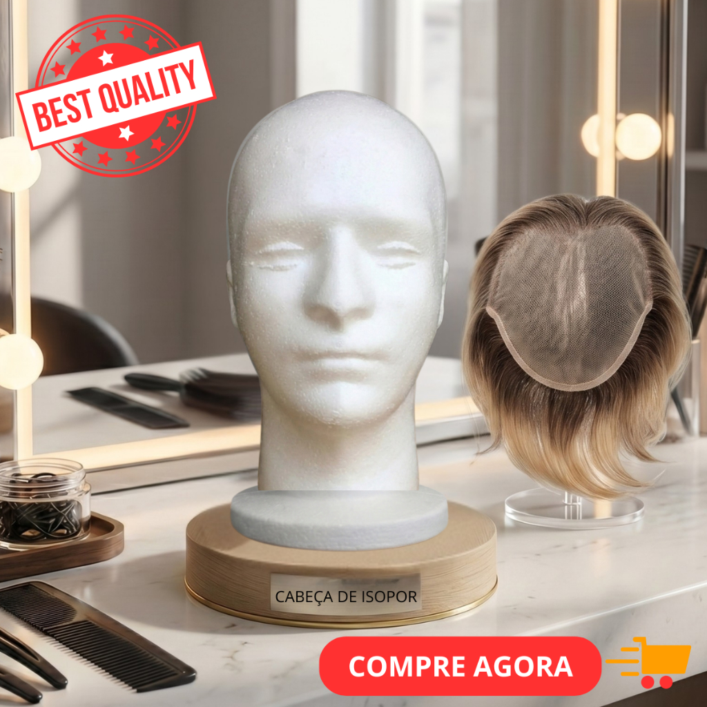 Porta Peruca Cabeca de Manequim Masculino Em Isopor P/ Chapeu Oculos