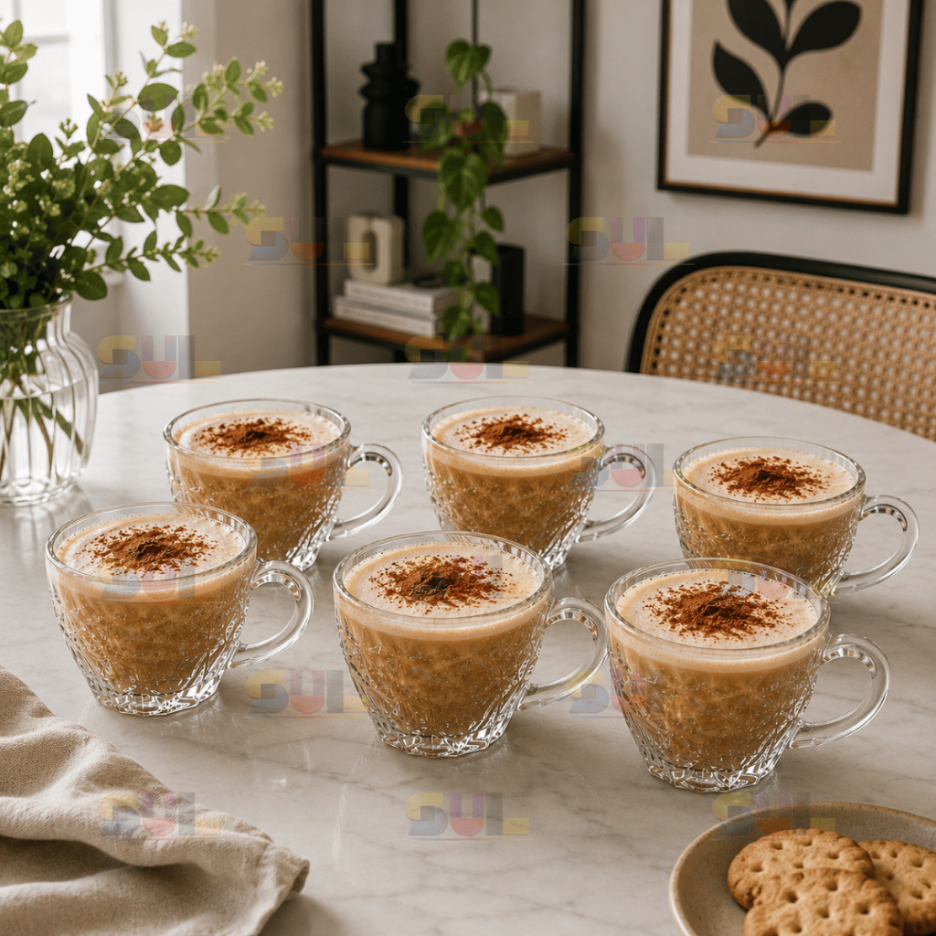 Jogo de Xicaras 6 PEÇAS de Vidro Modelo ROCKS 105ml Moderna Para Cozinha e Café Chá Resistente