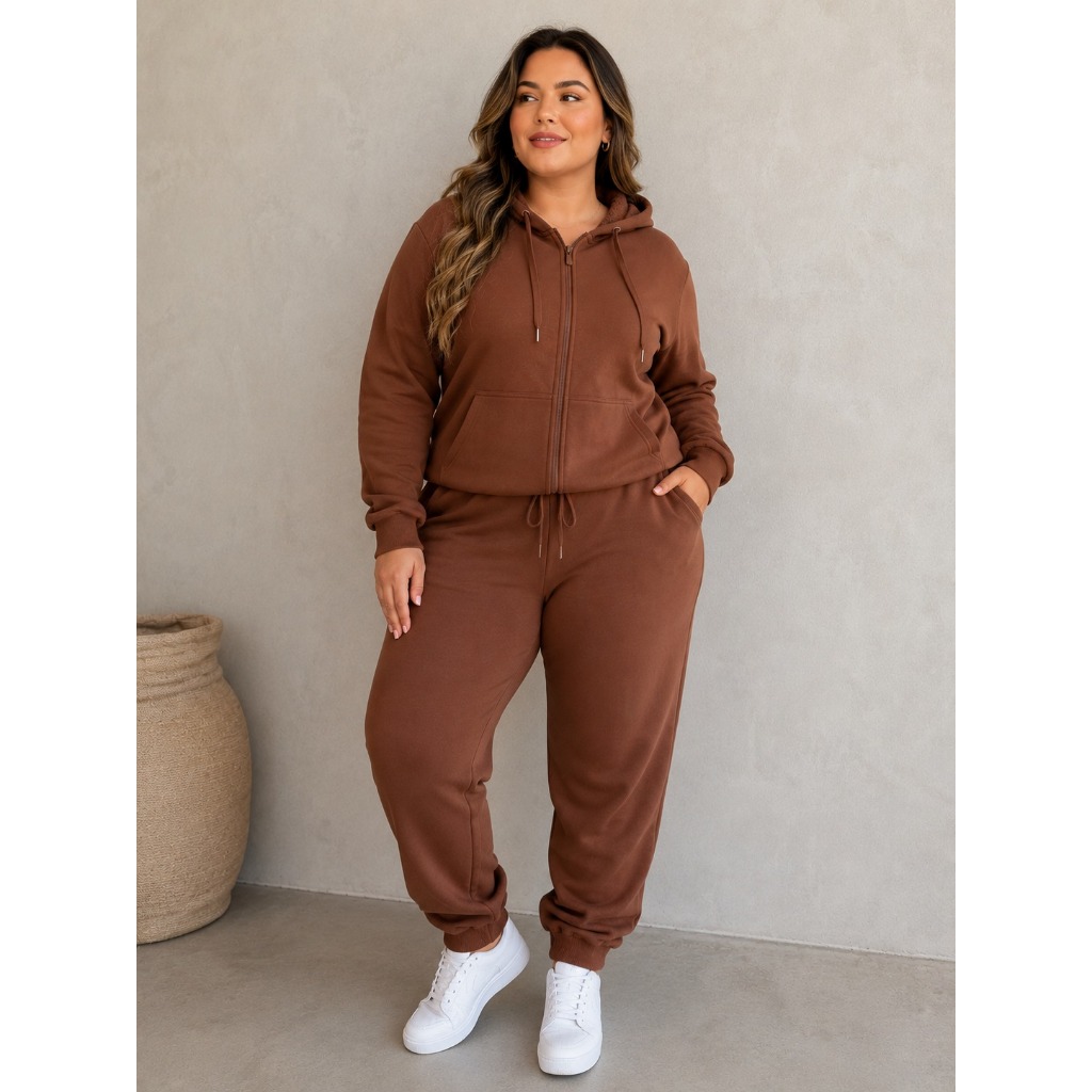 Conjunto Feminino Moleton Plus Size Importado Bem Peluciado e Quentinho