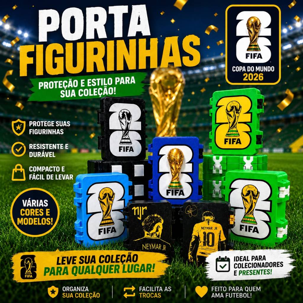 Porta Figurinhas Copa 2026 Coleção de Figurinhas Copa do Mundo 2026 Estojo Organizador