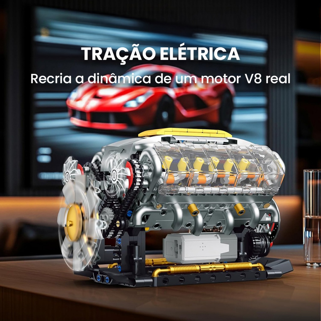 Motor V8 Brastoy Blocos Montáveis Elétrico STEM Presente Menino
