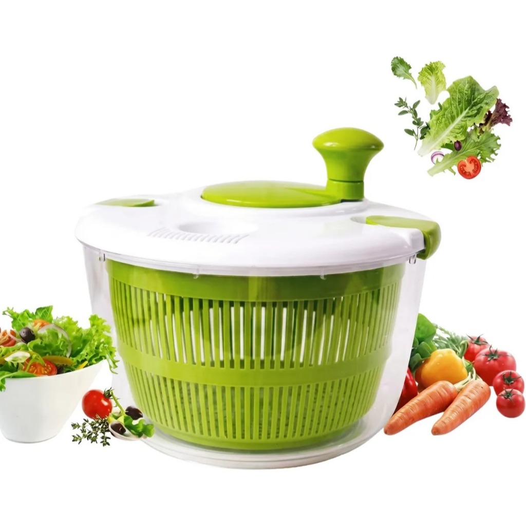 Centrífuga De Salada 5L Secador De Folhas Verduras Legumes Alface Lava E Seca Manual