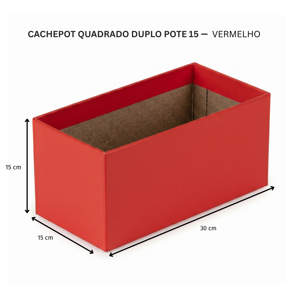 Cachepot Quadrado Duplo Para Flores, Cestas e Presentes Vermelho (05 unidades) — imagem 2 de 2