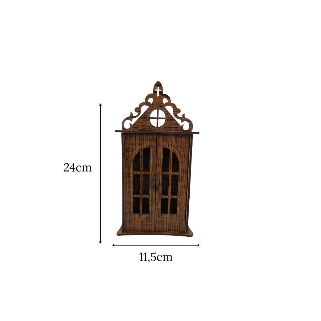 Capela Oratório MDF 24cm Com Imagem Nossa Senhora Gesso 12cm Altar Religioso Católico Presente
