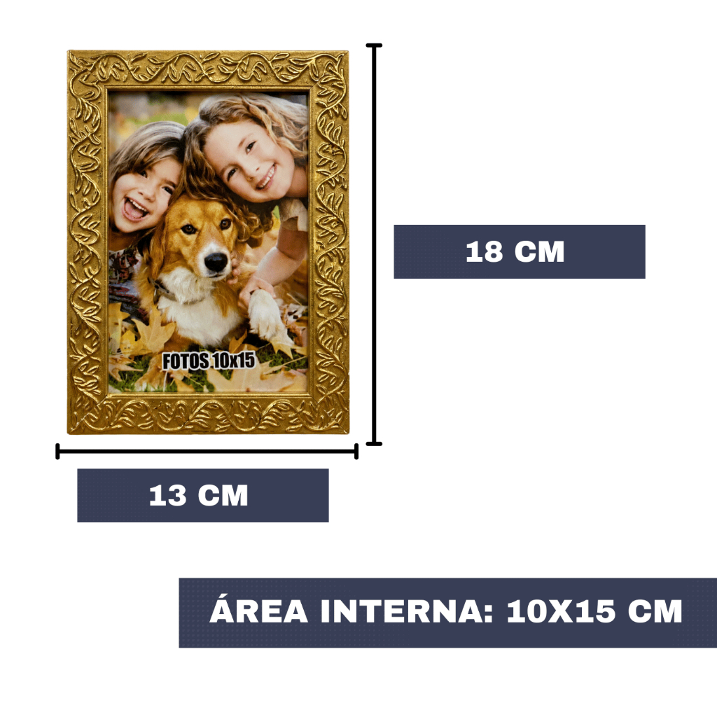 PORTA RETRATO 10X15 DOURADO NA GRAVAÇÃO FLORAL PARA DECORACÃO COM ACETATO E HDF — imagem 2 de 2