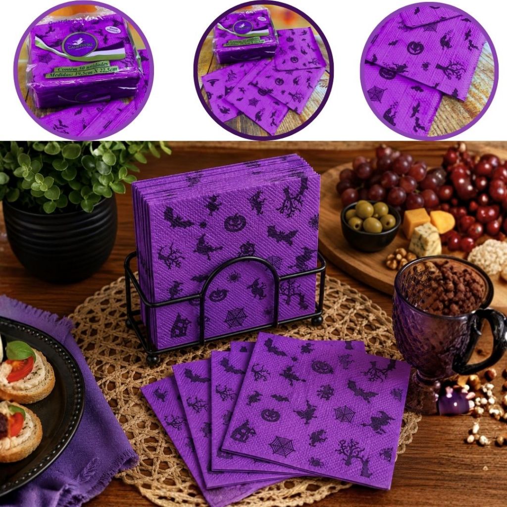 50~300 GUARDANAPOS HALLOWEEN ROXO FESTA 19,5 X 22,5 CAMPFESTA (CHOCO)
