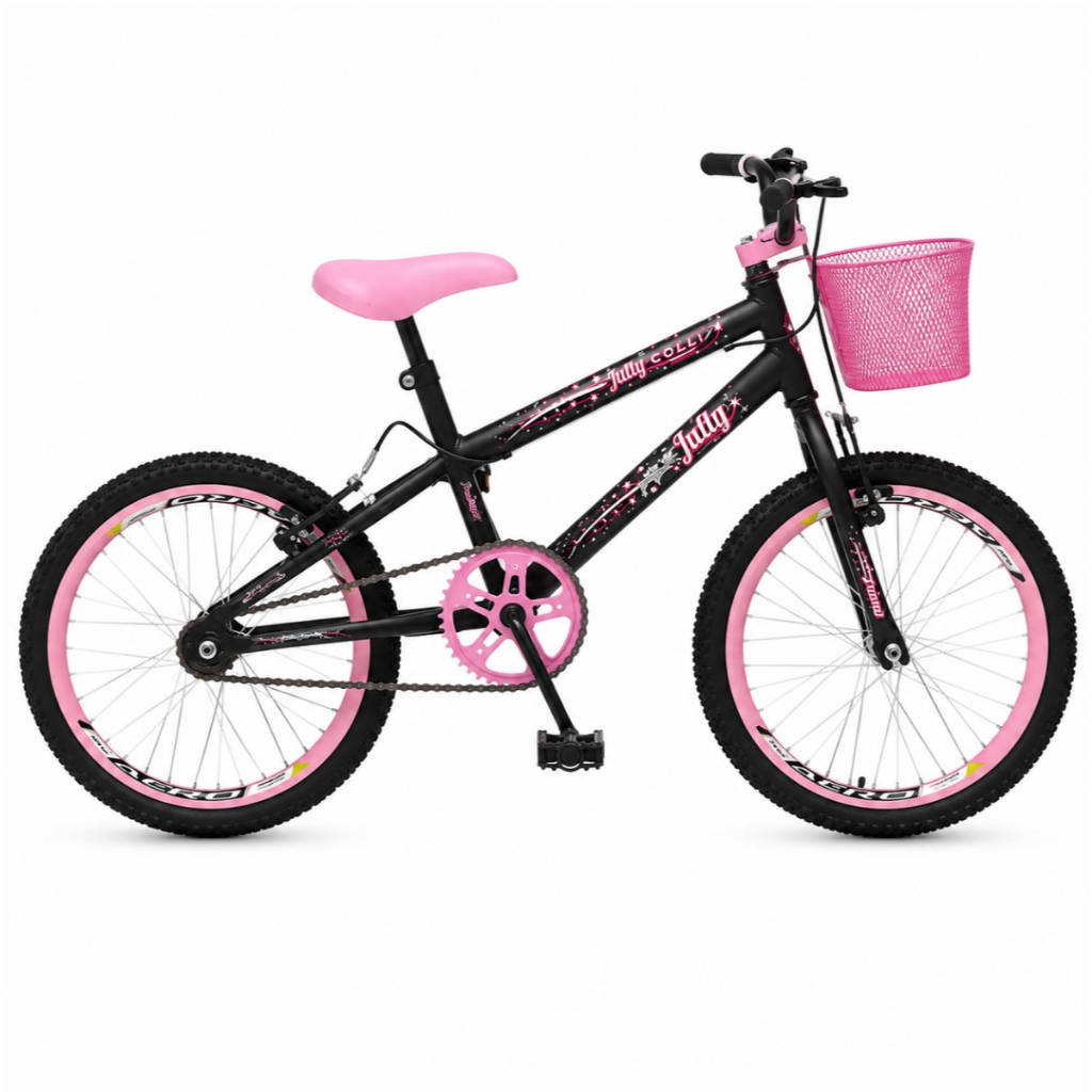 Bicicleta Infantil Jully Aro 20 Com Cesta Preto Fosca Colli