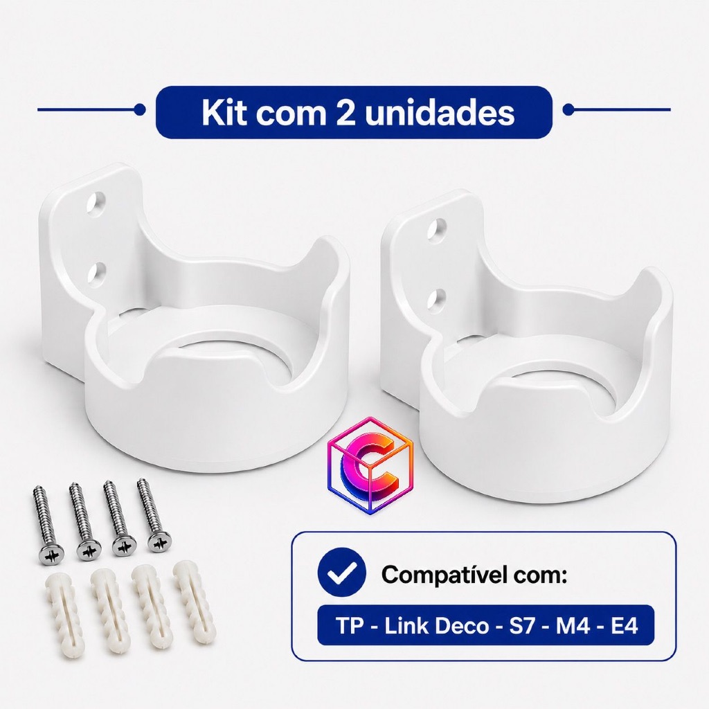 Kit 2 suportes compatível roteador Mesh TP Link Deco / M4 / S4 / E4 / S7 / P9