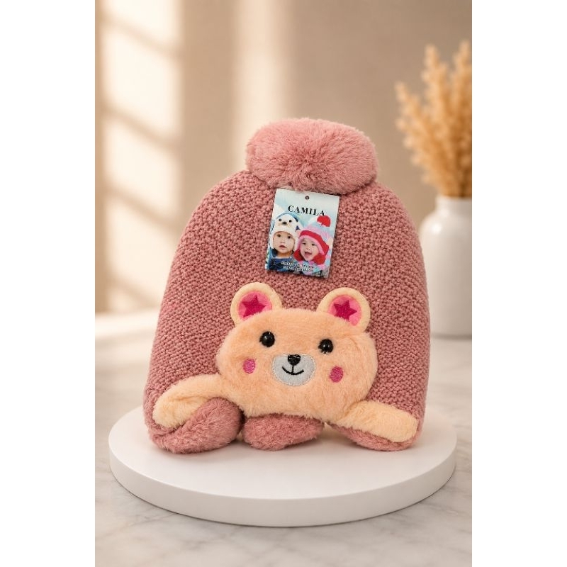 Touca Infantil Gorro de Bichinho Com Pompom Forrada