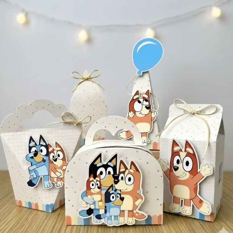 Kit Pegue e Monte de Caixinhas Personalizadas Blue para Festa Infantil em Papel Fotográfico Decoração