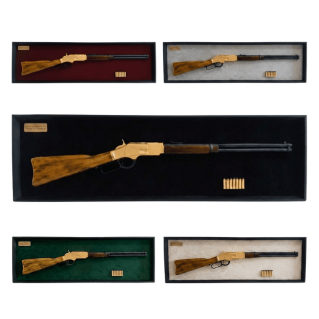 Sniper Militar Quadro Decorativo Carabina Winchester Calibre .357 Clássica Velho Oeste - 28x100 - Sala e Escritório