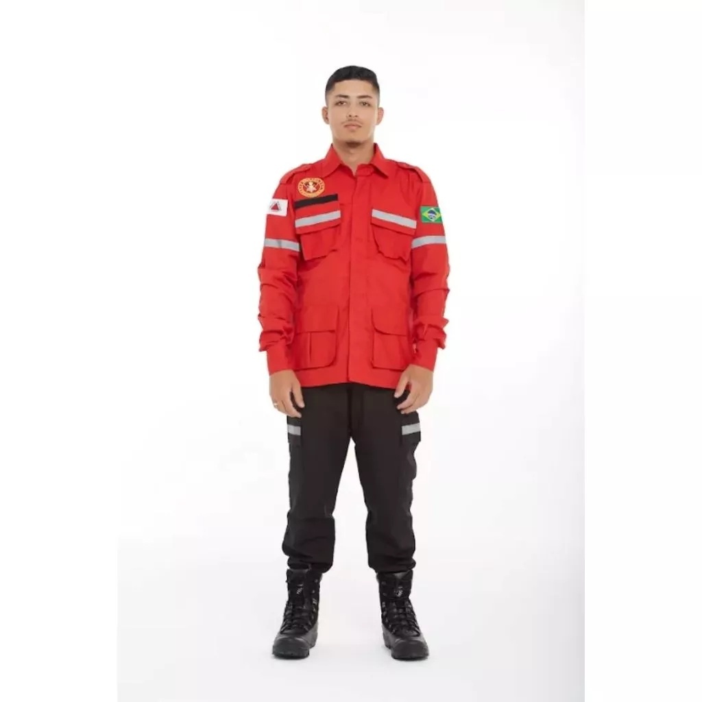 Farda Brigada Profissional Gandola Brasão + Calça Com Refletivo Rip Stop