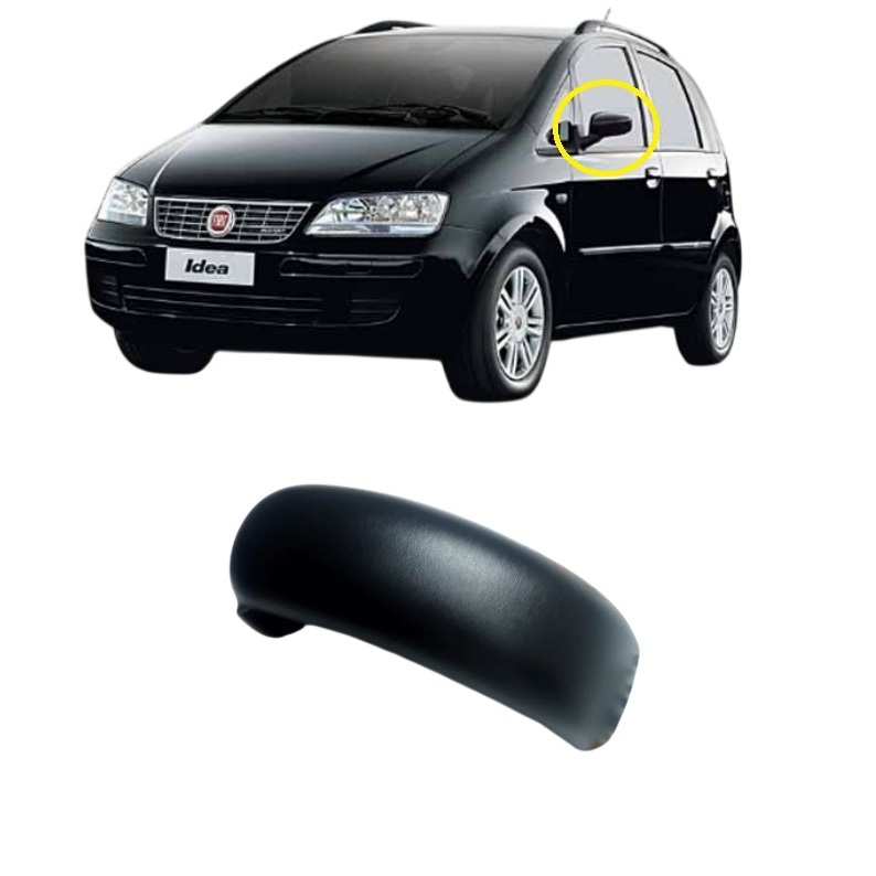 Capa Retrovisor Fiat Idea 2005 A 2009 - Preto Fosco