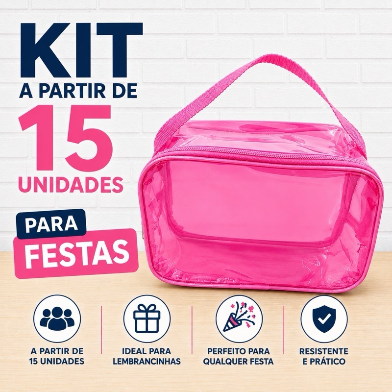 Kit de 5 e 10 - Bolsinhas Retangular Colorida de Alça de mão para Festas