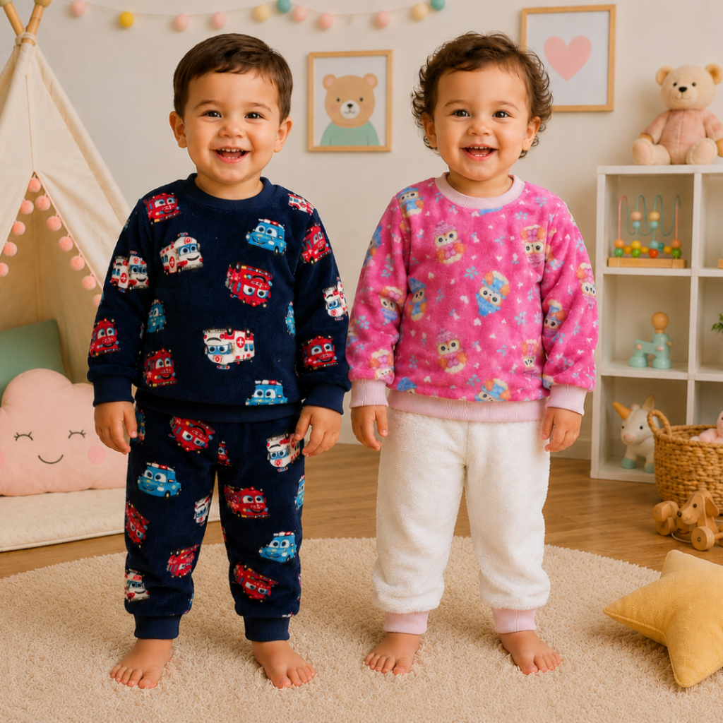 Conjunto Fleece Infantil Quentinho Peluciado Inverno | Menina | Menino