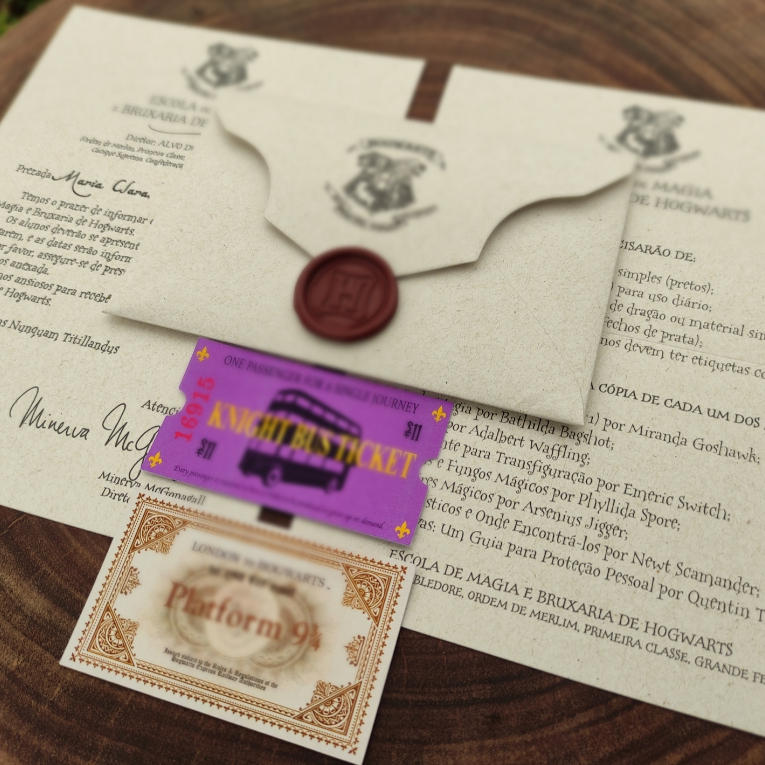 Carta de aceitação Hogwarts Harry Potter - Personalizada com Nome e Endereço