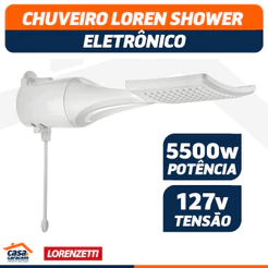 Chuveiro Loren Shower Ultra Eletrônico 5500w 127v Ducha Elétrica 110v Lorenzetti