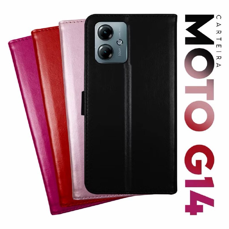 Capa de carteira flip cover Proteção completa 360° Fecho magnético G14 MOTOROLA