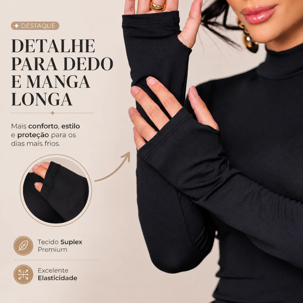 Blusa Feminina Modelo Cacharrel Gola Alta com detalhe nas mangas dedinho tamanho único — imagem 1
