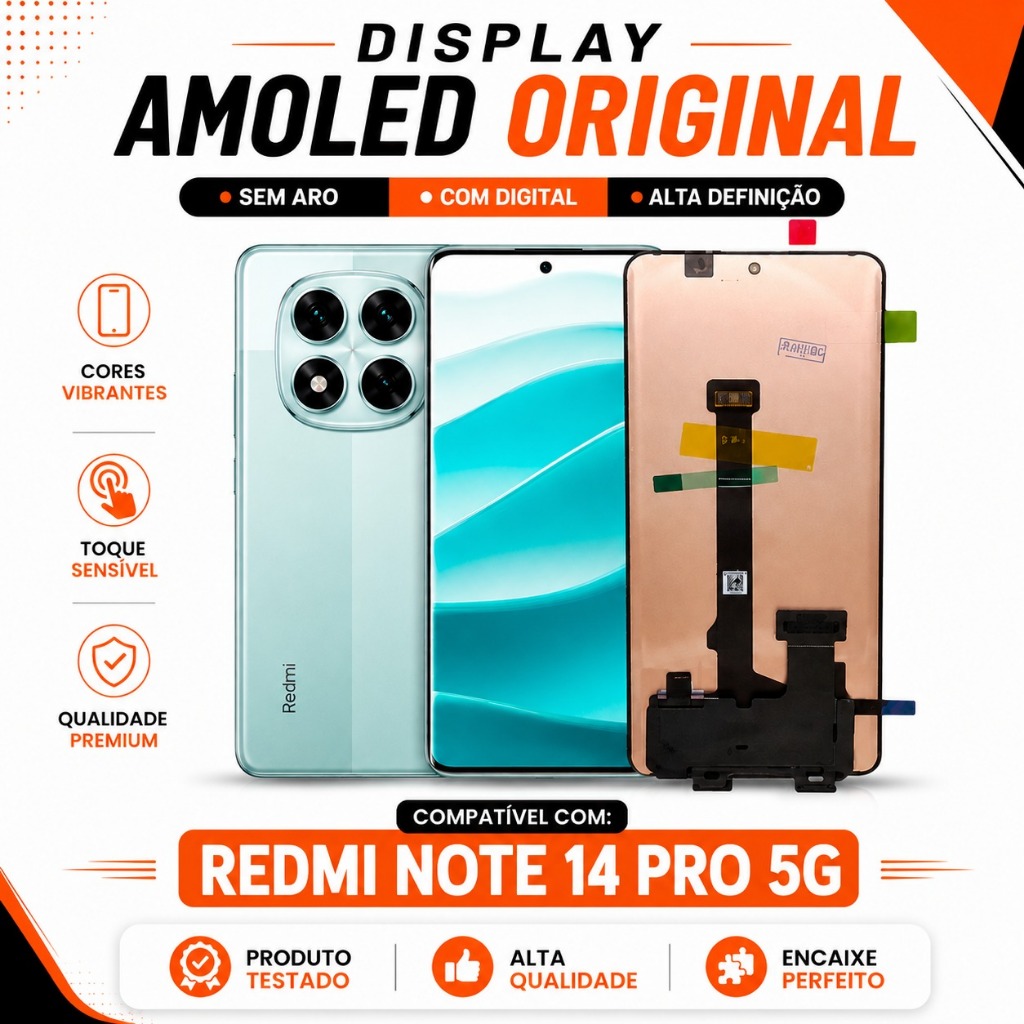 Display Redmi Note 14 Pro 5G Tela Amoled Original Frontal Sem Aro C/Digital Oled