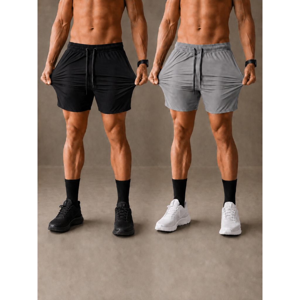 Kit 2 Bermuda Masculina Esportiva com Elastano Academia Corrida Treino Secagem Rápida com Bolsos