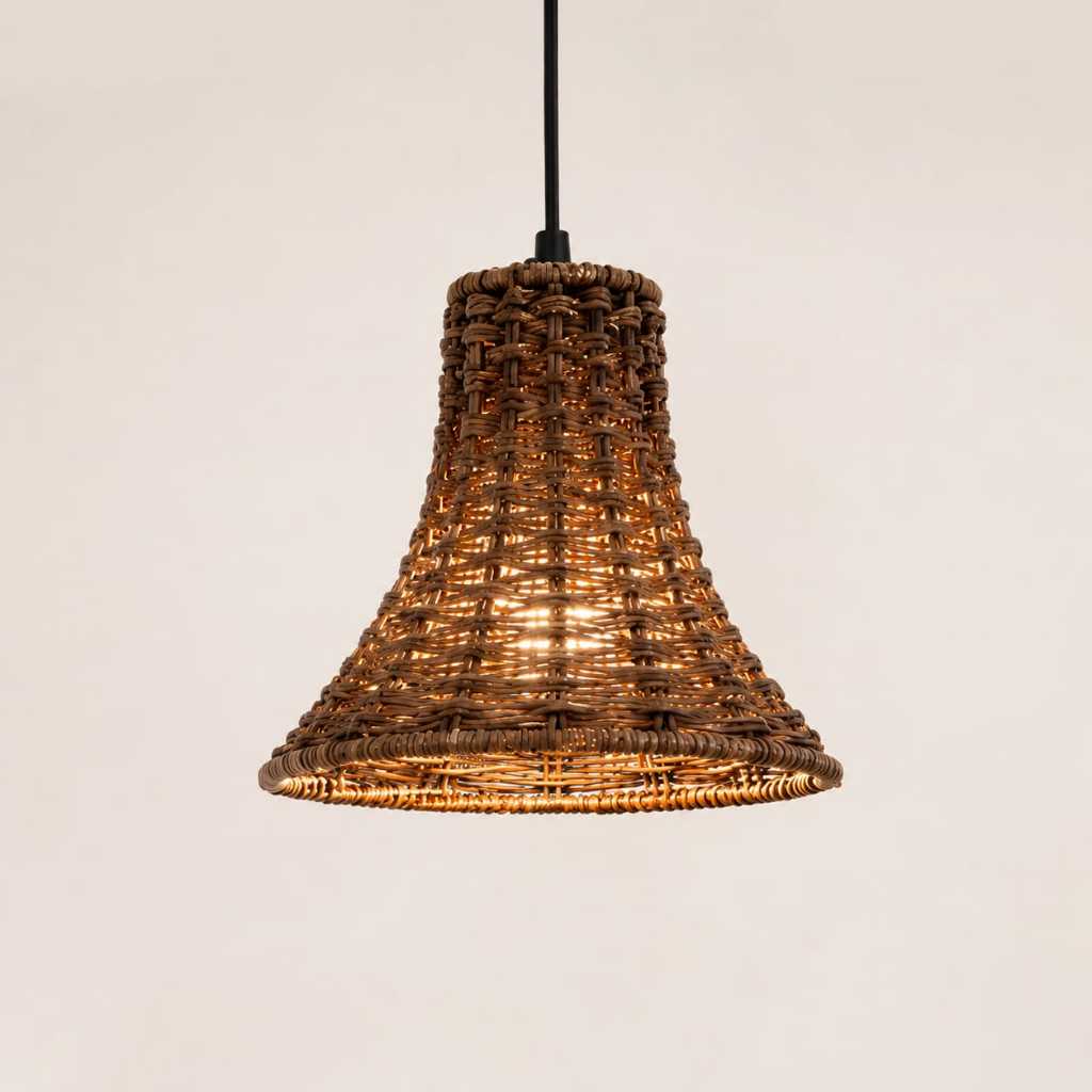 Pendente Artesanal Trançado Marrom Lustre Decorativo Para Cozinha Sala Jantar Gourmet