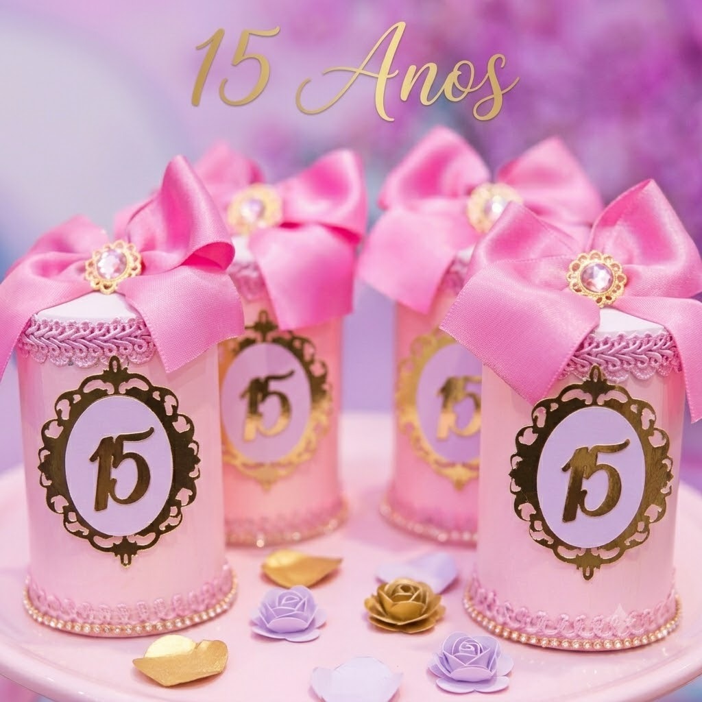 Aplique 15 Anos em 2D Dourado | Debutante | Papel Lamicote | Lembrancinhas e Decoração de Festa
