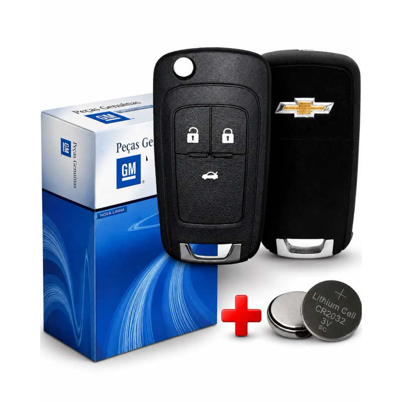Chave Canivete Onix Cruze Cobalt Spin Sonic Prisma Tracker S10 Chevrolet GM + Bateria