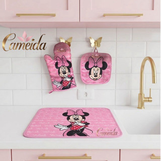 Luva Térmica Rosa de Cozinha Forno Estampada Rosa e  Descanso de Panela Rosa