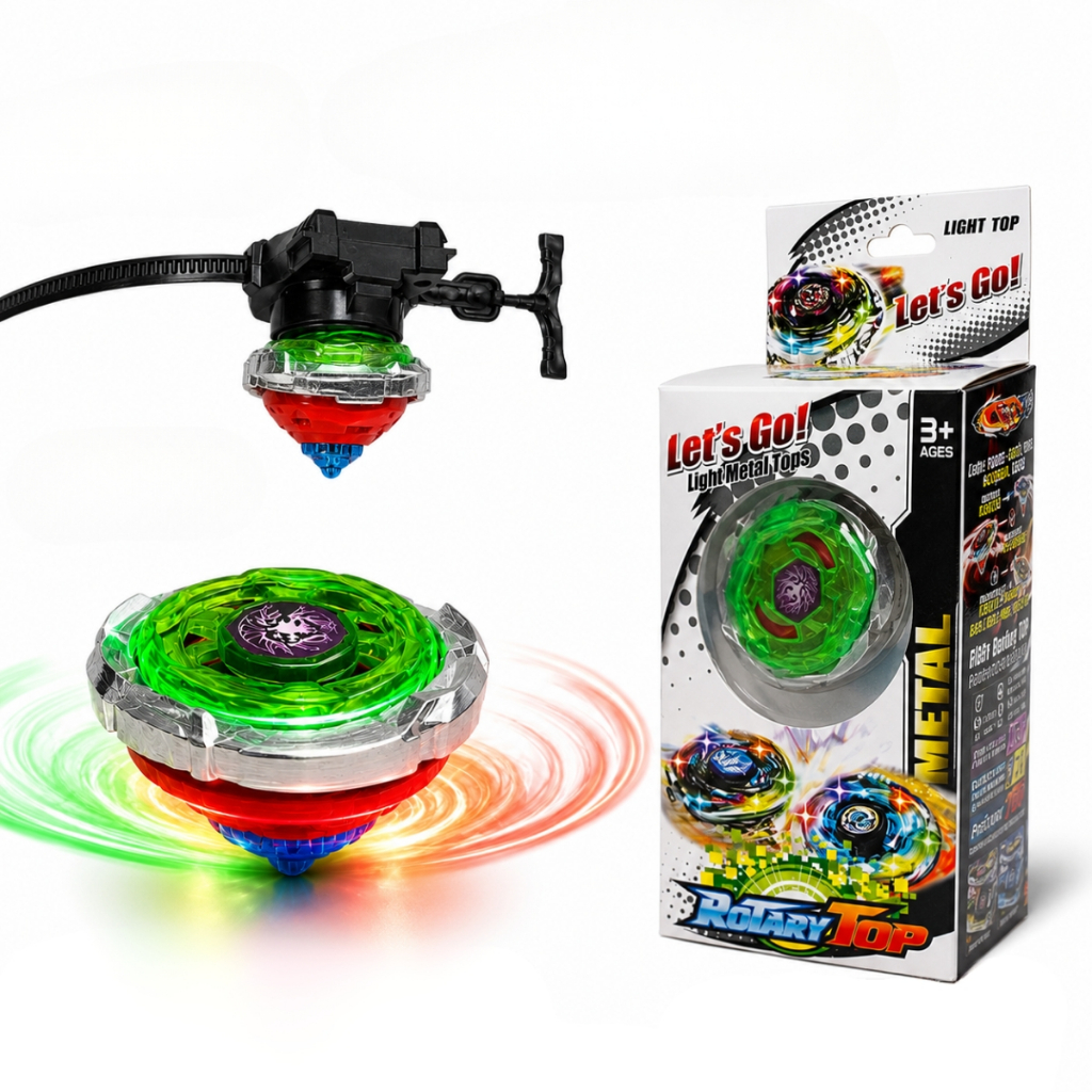 Brinquedo Pião Tornado Com Luz LED Lançador Castela