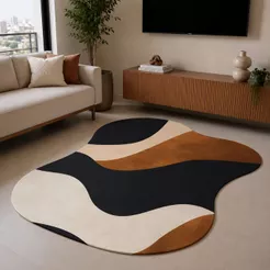 Tapete 117x67cm Decorativo Para Sala Quarto Antiderrapante Modelo Orgânico 006