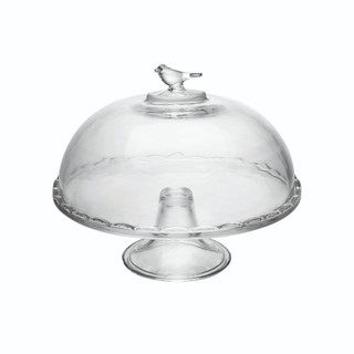 Prato para Bolo Torta Bird Vidro com Pé e Tampa 30x24cm Wolff Boleira para Doces Sobremesas Mesa Posta Qualidade Cozinha