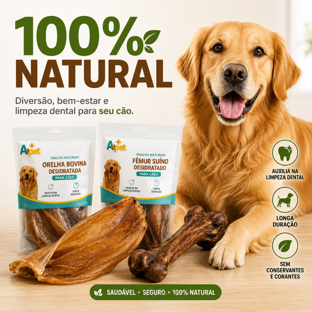 Kit Petisco Natural para Cachorro Mordedores Desidratados 100% Naturais