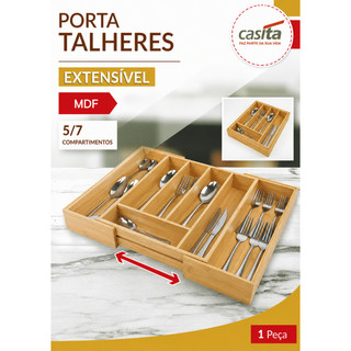 Porta Talheres Organizador Separador com 5/7 Divisórias Extensivel Gaveta Grande