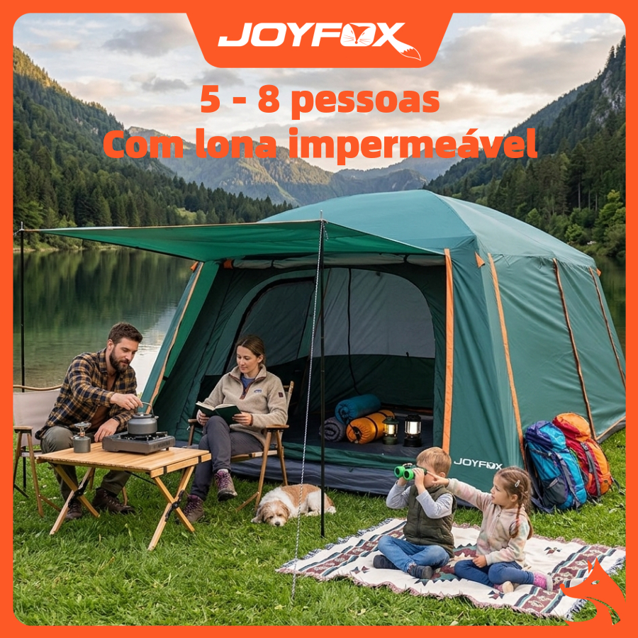 Barraca Camping Grande5-8 Pessoas Impermeável Resistente Com Avanço Tenda Teto Duplo Joyfox