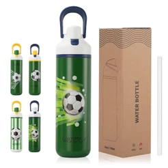 WATERSY Garrafa Esportiva com Alça Transportável Modelo Futebol Bebida Para Criança e Atleta