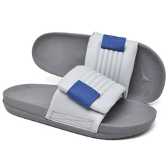 Chinelo Slide De Velcro Com Regulagem Unissex Oferta Exclusiva Ajustável Cinza