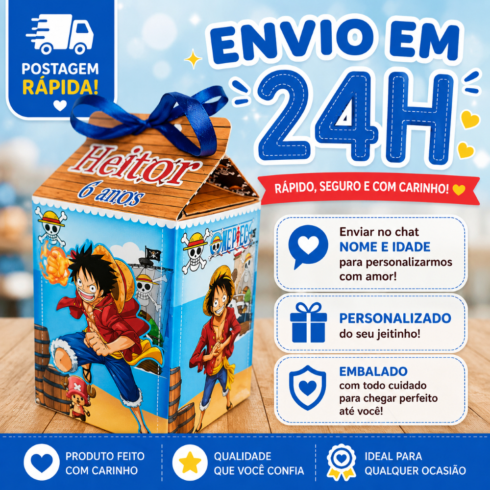 Kit Caixinhas Milk Personalizada Festa One Piece